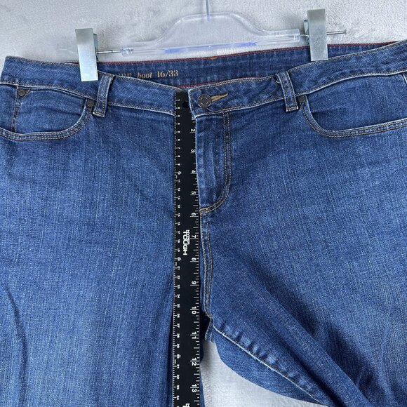 Talbots Signature Bootcut Jeans Womens Size 16/33 Medium Wash Frayed Hem Blue - Picture 7 of 12